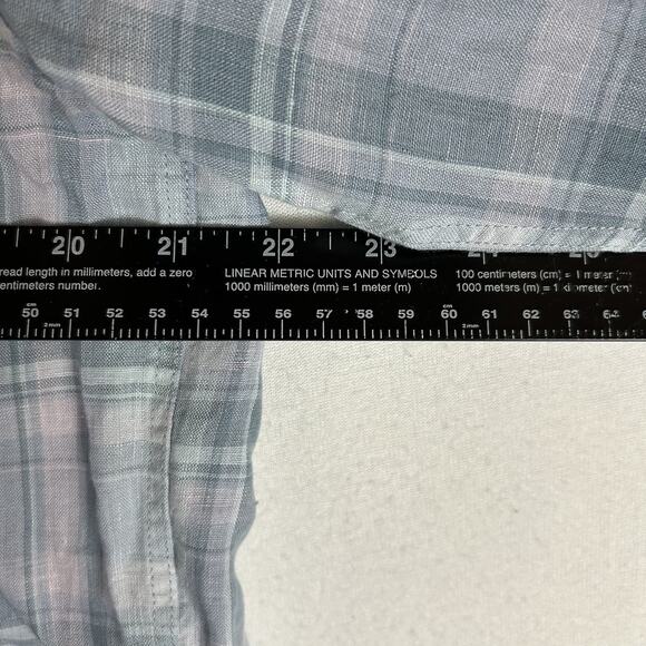 Rails Long Sleeve Button Up 100% Linen Shirt Mens Medium Blue Plaid Havana Jewel - Picture 11 of 14